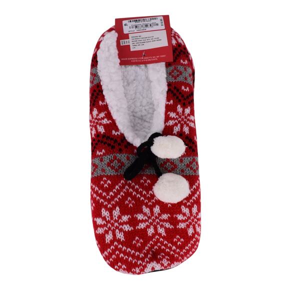 Charter Club Holiday Slipper Socks – Red Fair Isle (L/XL) - Picture 3 of 4
